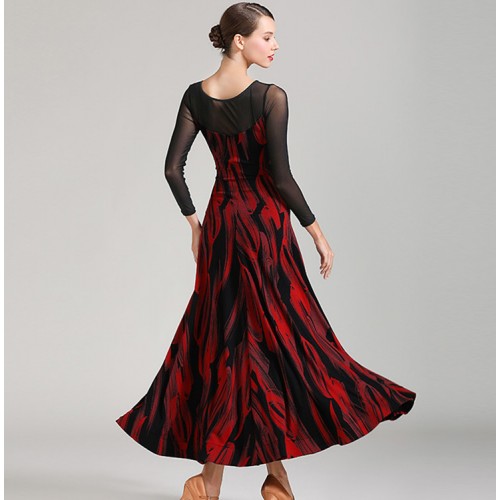 Women's girls red black competition flamenco ballroom dancing tango dresses waltz tango rhythm dance dresses